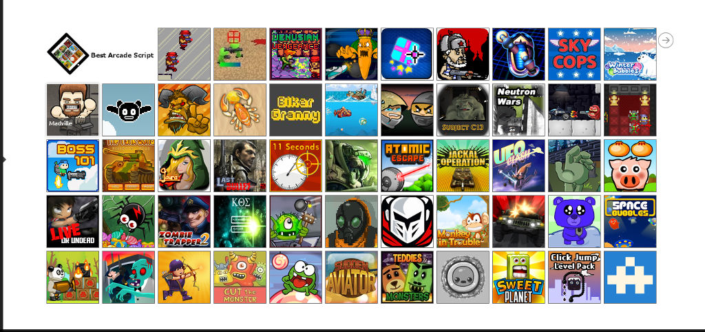 Homepage of the gaming site